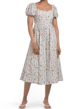 MOON RIVER puff sleeve corset midi dress
